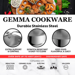 GEMMA Triply Stainless Steel Non Stick kadai with lid 3.5 LTR with Heavy Bottom