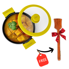 GEMMA Cast Iron Kadai with Glass Lid For Deep Frying