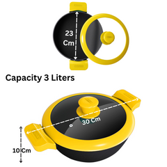 GEMMA Cast Iron Kadai with Glass Lid For Deep Frying