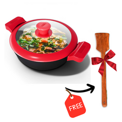 GEMMA Cast Iron Kadai with Glass Lid For Deep Frying