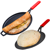 GEMMA Cast Iron Pre-Seasoned Dosa Tawa & Roti Tawa with Handle Pack of 2 Combo