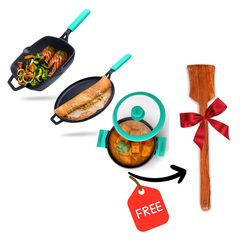 GEMMA Kadhai with Lid 3.5 L | Dosa Tawa | Grill Pan Smooth Flat Base