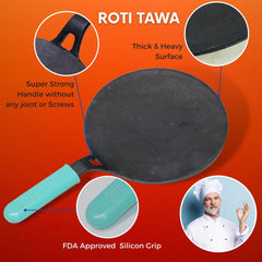 GEMMA CAST IRON KADAI WITH LID PLUS ROTI TAWA COMBO