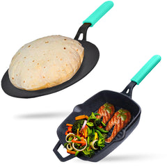 GEMMA CAST IRON GRILL PAN PLUS ROTI TAWA COMBO