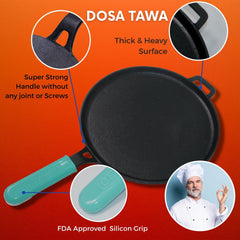 GEMMA CAST IRON KADAI WITH LID PLUS DOSA TAWA COMBO