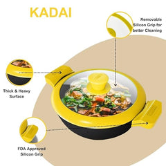 GEMMA Cookware Combo of 2, Cast Iron Kadhai with Glass Lid and Dosa Tawa