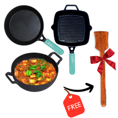GEMMA Kadhai Without Lid 3 L | Frying Pan 2 L | Grill Pan 2L Smooth Flat Base