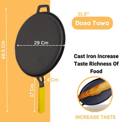 GEMMA Cast Iron Dosa Tawa with Silicone Grip