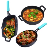 GEMMA Kadhai Without Lid 3 L | Frying Pan 2 L | Grill Pan 2L Smooth Flat Base