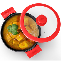 GEMMA Cast Iron Kadai with Glass Lid For Deep Frying