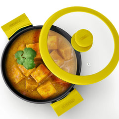 GEMMA Cast Iron Kadai with Glass Lid For Deep Frying cast Iron cookware Red, Green And Yellow