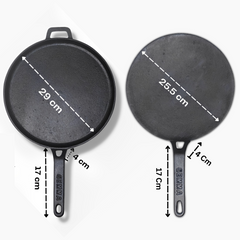 GEMMA Cast Iron Pre-Seasoned Dosa Tawa & Roti Tawa with Handle Pack of 2 Combo