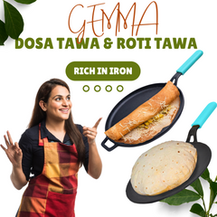 GEMMA Cast Iron Dosa Tawa Plus Roti Tawa Combo