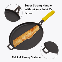 GEMMA Cast Iron Pre-Seasoned Dosa Tawa & Roti Tawa with Handle Pack of 2 Combo