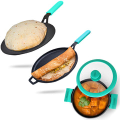 GEMMA Dosa Tava | Roti Tava | with Lid Kadhai 3.5 Liter Smooth Flat Base