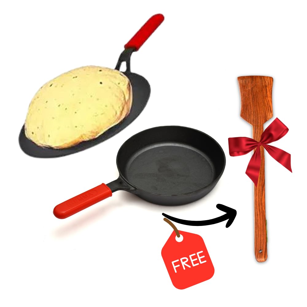 GEMMA CAST IRON FRY PAN PLUS ROTI TAWA COMBO GREEN RED YELLOW