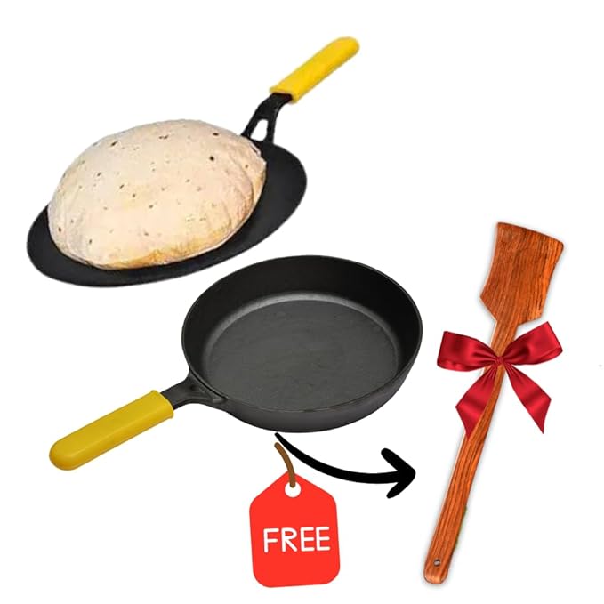 GEMMA CAST IRON FRY PAN PLUS ROTI TAWA COMBO GREEN RED YELLOW