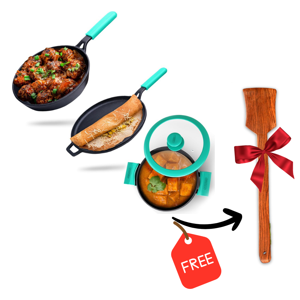 GEMMA Kadhai with Lid 3.5 L | Dosa Tawa | Frying Pan 2L Smooth Flat Base