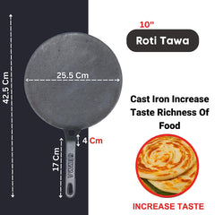 GEMMA Cast Iron Roti Tawa for Perfect Chapati & Roti Heavy Bottom & Non-Stick Black