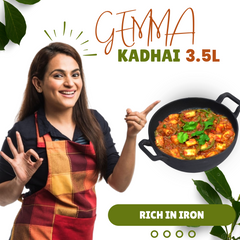 GEMMA Cast Iron Kadai/Kadai for Cooking and deep Frying Cast-Iron Kadai 3 Liter